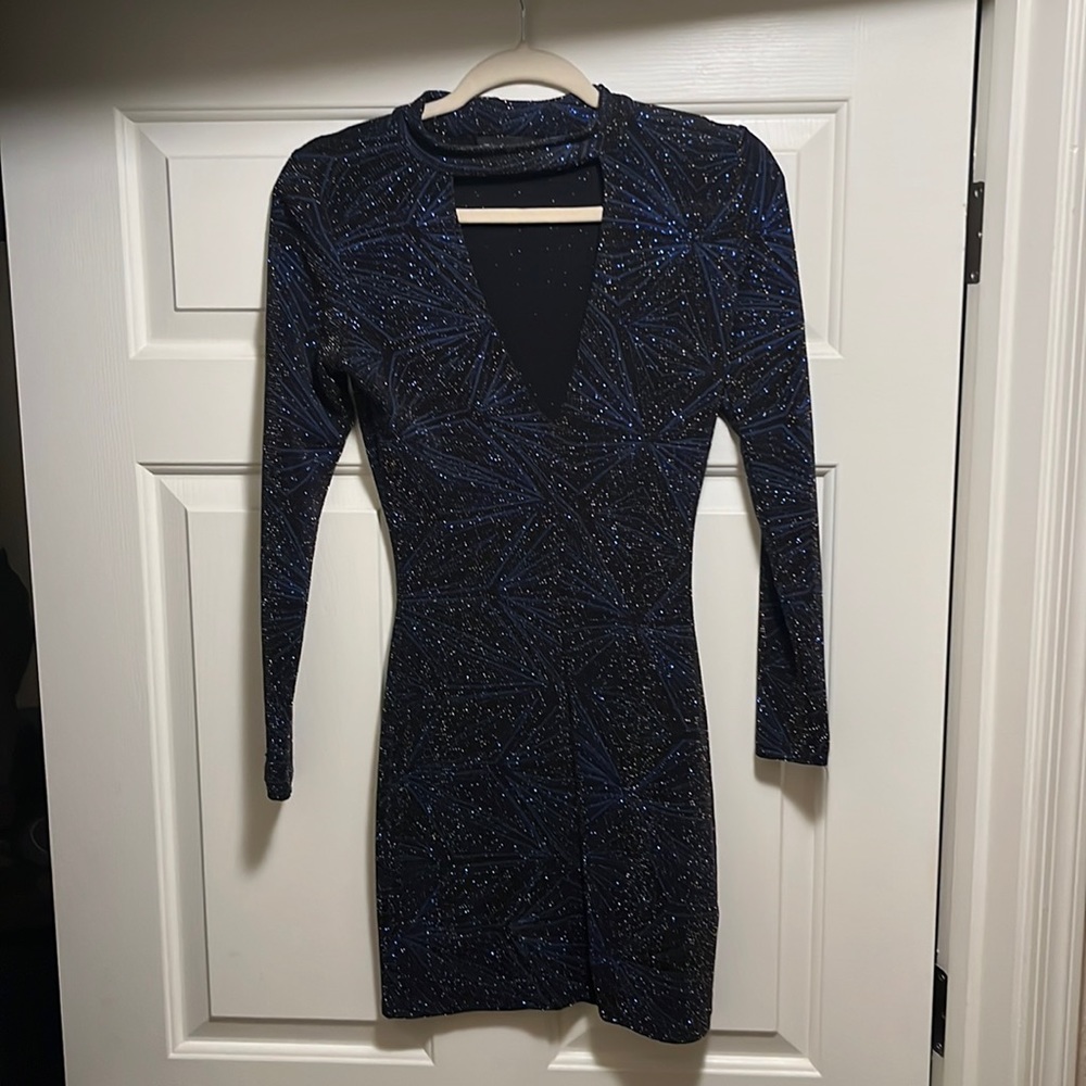 Topshop sparkle long sleeve mini dress